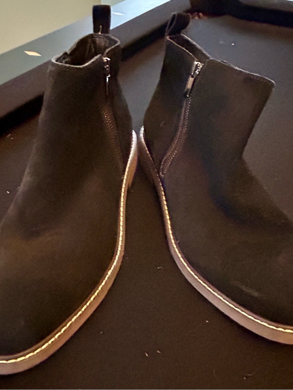 Women's Black Suede Ankle Boots - Side Zip Chelsea Style size 11 - Picture 6 of 7